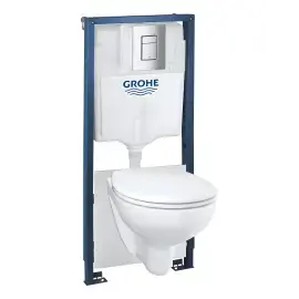 Комплект для унітазу з інсталяціює 5 в 1 Rapid SL + Bau Ceramic Grohe 39586000 — вид на білому тлі
