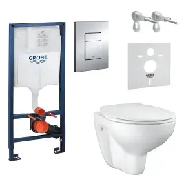 Комплект для унітазу з інсталяціює 5 в 1 Rapid SL + Bau Ceramic Grohe 39586000 — вид спереду