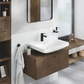 Змішувач для раковини з донним клапаном Cubeo, розмір S Grohe 1016942430 Black — бічний ракурс