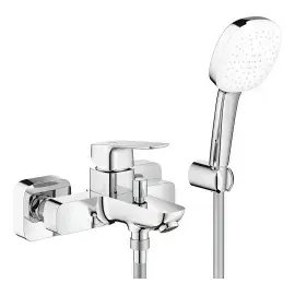 Змішувач для ванни Cubeo з душовим гарнітуром Grohe 1018140000 Chrome — вид на білому тлі