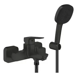 Змішувач для ванни Cubeo з душовим гарнітуром Grohe 1018142430 Black — вид на білому тлі
