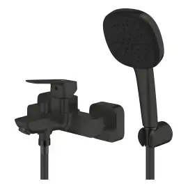 Змішувач для ванни Cubeo з душовим гарнітуром Grohe 1018142430 Black — бічний ракурс