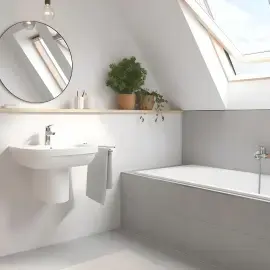 Змішувач для ванни Eurosmart з душовим гарнітуром Grohe 25276003 — вид спереду