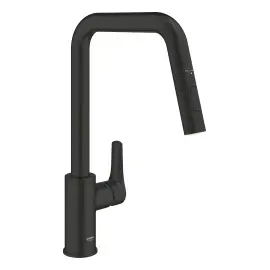 Змішувач для кухні з витяжним виливом Eurosmart Grohe 306192430 Matt Black — вид на білому тлі