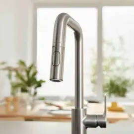 Змішувач для кухні Eurosmart з витяжною лійкою Grohe 30619DC0 Super Steel — вид згори