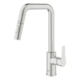 Змішувач для кухні Eurosmart з витяжною лійкою Grohe 30619DC0 Super Steel — ракурс 3/4
