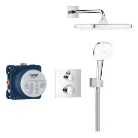 Душова система прихованого монтажу Grohtherm з Tempesta 250 Cube Grohe 34871000 — вид на білому тлі