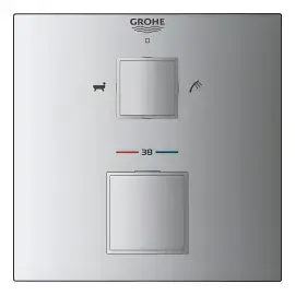 Термостат для ванни/душу прихованого монтажу на 2 споживача Grohtherm Cube Grohe 24155000 — вид на білому тлі