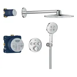 Душевая система скрытого монтажа Grohtherm SmartControl с Rainshower SmartActive 310 Grohe 34863000 — вид на белом фоне