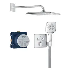 Душова система прихованого монтажу Grohtherm SmartControl з Rainshower Mono 310 Cube Grohe 34865000 — вид на білому тлі
