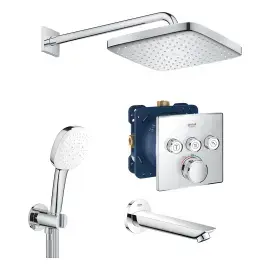 Душова система прихованого монтажу Grohtherm SmartControl з New Tempesta 250 Grohe UA26415SC6 — вид на білому тлі