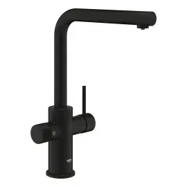 Змішувач для кухні під фільтр з витяжним виливом Blue Pure Minta Grohe 30590KF0 Phantom Black — вид на білому тлі