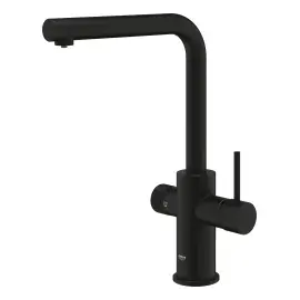 Змішувач для кухні під фільтр з витяжним виливом Blue Pure Minta Grohe 30590KF0 Phantom Black — в інтерʼєрі ванної кімнати
