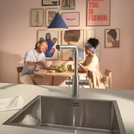 Змішувач для кухні під фільтр з витяжним виливом Blue Pure Minta Grohe 30601DC0 — бічний ракурс