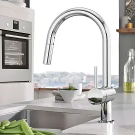 Змішувач для кухні з витяжним виливом Minta Grohe 32321002 Chrome — вид спереду