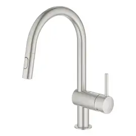 Змішувач для кухні з витяжним виливом Minta Grohe 32321DC2 Super Steel — вид спереду