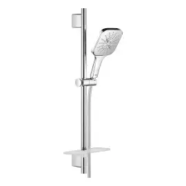 Душевой гарнитур на 3 типа струи со штангой 600 мм Rainshower SmartActive 130 Cube Grohe 26583000 — вид на белом фоне
