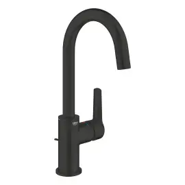 Змішувач для раковини високий Start, з донним клапаном, розмір L QuickFix Grohe 242032432 Matt Black — вид на білому тлі