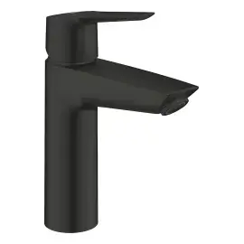 Змішувач для раковини Start з донним клапаном Push-Open, розмір М QuickFix Grohe 242042432 Matt Black — вид на білому тлі