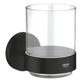 Склянка для зубних щіток Start QuickFix Grohe 411942430 Matt Black — вид на білому тлі