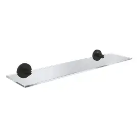 Поличка скляна 530 мм Start QuickFix Grohe 412022430 Matt Black — вид на білому тлі