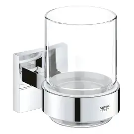 Склянка для зубних щіток Start Cube QuickFix Grohe 41097000 Chrome — вид на білому тлі