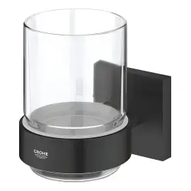 Склянка для зубних щіток Start Cube QuickFix Grohe 410972430 Matt Black — вид спереду