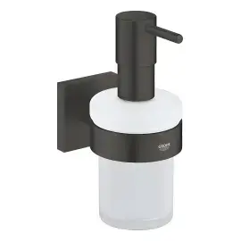 Дозатор для рідкого мила Start Cube QuickFix Grohe 410982430 Matt Black — вид на білому тлі