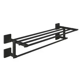 Полиця для рушників Start Cube QuickFix Grohe 410992430 Matt Black — вид на білому тлі