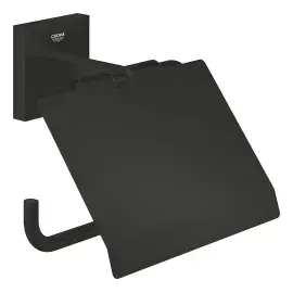 Тримач для туалетного паперу Start Cube QuickFix Grohe 411022430 Matt Black — вид на білому тлі