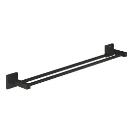 Тримач для рушників подвійний 600 мм Start Cube QuickFix Grohe 411042430 Matt Black — вид на білому тлі