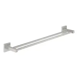 Тримач для рушників подвійний 600 мм Start Cube QuickFix Grohe 41104DC0 Super Steel — вид на білому тлі