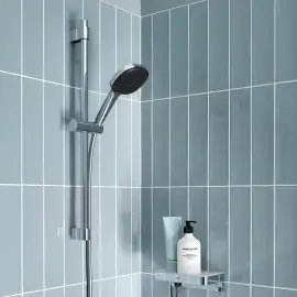 Душови гарнітур з 2 типами струменю зі стійкою 600 мм Vitalio Comfort 110 QuickFix Grohe 26398001 — вид спереду