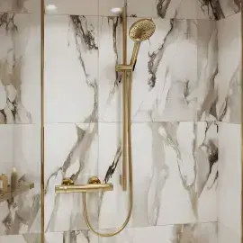Кутова душова поличка AddStoris Hansgrohe 41741990 Polished Gold Optic — вид спереду