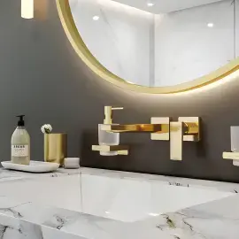 Дозатор для рідкого мила AddStoris Hansgrohe 41745990 Polished Gold Optic — бічний ракурс