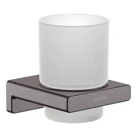 Склянка для зубних щіток AddStoris Hansgrohe 41749340 Brushed Black Chrome — вид на білому тлі