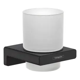 Склянка для зубних щіток AddStoris Hansgrohe 41749670 Matt Black — вид на білому тлі