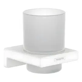 Склянка для зубних щіток AddStoris Hansgrohe 41749700 White Matt — вид на білому тлі