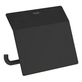 Тримач для туалетного паперу з кришкою AddStoris Hansgrohe 41753670 Matt Black — вид на білому тлі