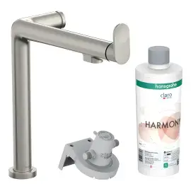 Змішувач для кухні Aqittura M91 Hansgrohe 76802800 Stainless Steel Finish — вид на білому тлі