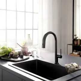 Змішувач для кухні Aqittura M91 Hansgrohe 76803670 Matt Black — бічний ракурс