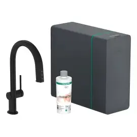 Змішувач для кухні Aqittura M91 Hansgrohe 76838670 Matt Black — вид на білому тлі