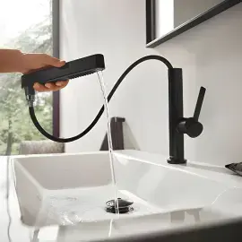 Змішувач для раковини Finoris Hansgrohe 76063670 Matt Black — ракурс 3/4