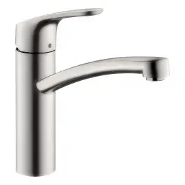 Змішувач для кухні Focus M41 Hansgrohe 31806800 Stainless Steel Finish — вид на білому тлі