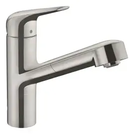 Змішувач для кухні Focus M42 Hansgrohe 71814800 Stainless Steel Finish — вид на білому тлі