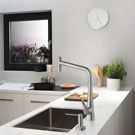 Змішувач для кухні Metris Select M71 Hansgrohe 73816800 Stainless Steel Finish — вид спереду