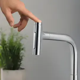 Змішувач для кухні Metris Select M71 Hansgrohe 73819000 Chrome — деталь крупним планом