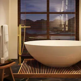 Змішувач для ванни Metropol Hansgrohe 32532990 Polished Gold Optic — бічний ракурс