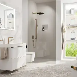 Верхній душ 1jet Pulsify E Hansgrohe 24330140 Brushed Bronze — вид ззаду