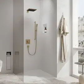 Верхній душ 1jet Pulsify E Hansgrohe 24330140 Brushed Bronze — ракурс 3/4